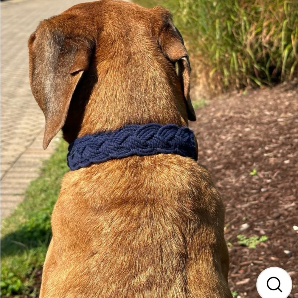 Seaside Navy Blue Braided Dog Collar. Nautical Collection by BayDog ⚓️ 🐶